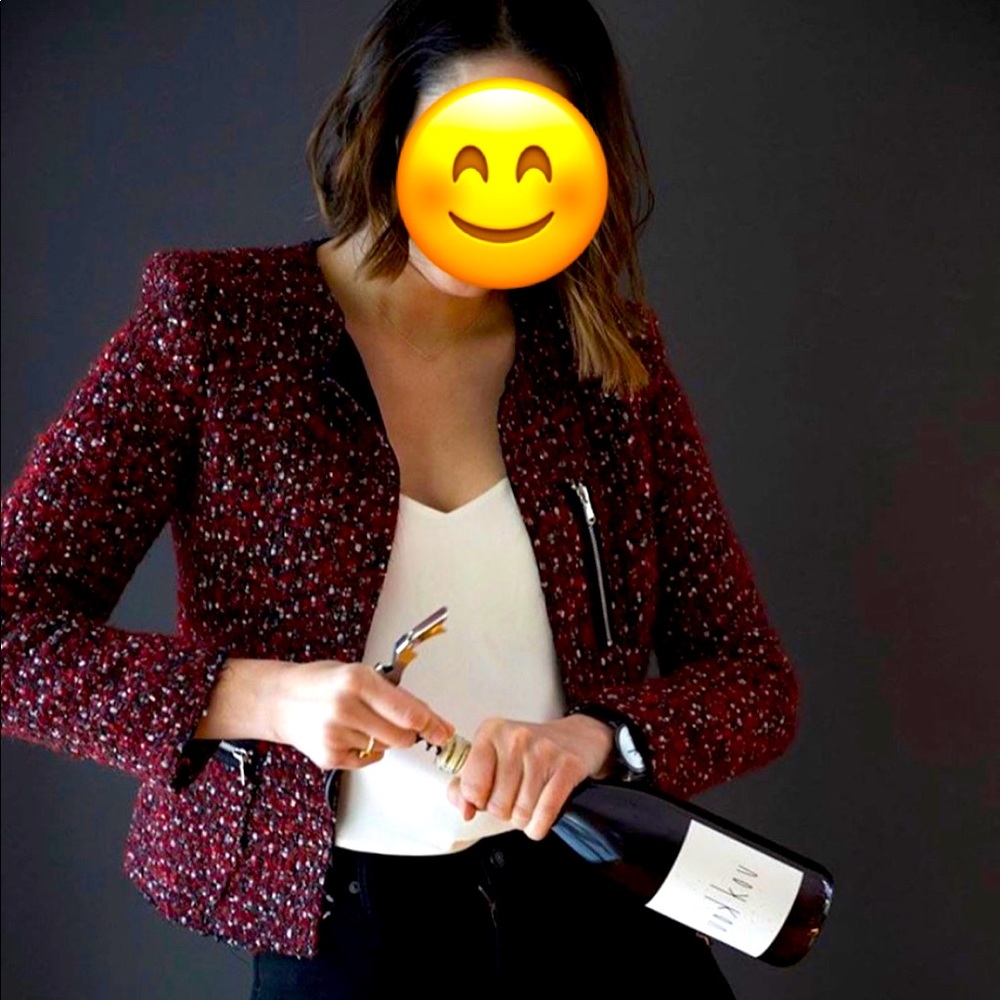 Zara Textured Red Bouclé Jacket - S